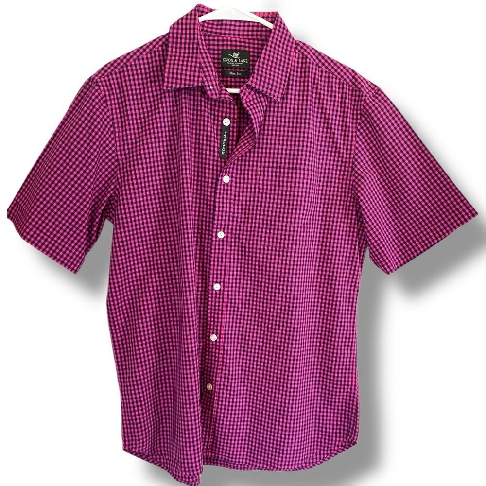 Knox & Lane Slim fit bottom Down Shirt Pink and Navy Bleu Size Medium